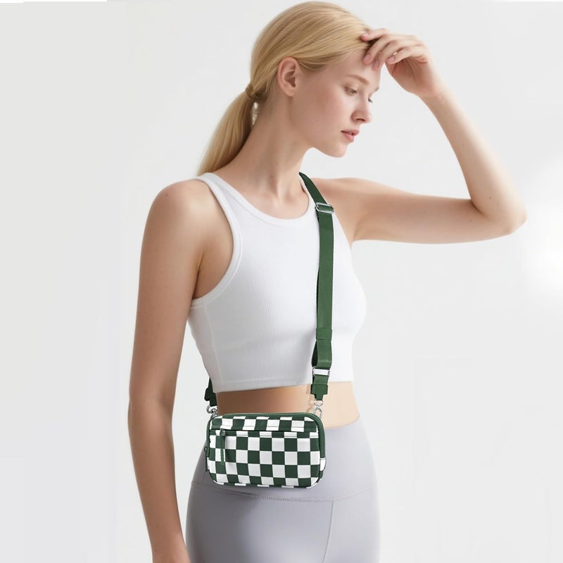 NEWROGENG Checkered WristleWallets for Women, RFID Wallet Crossbody with 4 Zippers, Credit Card Holder Cell Phone Organizer - Image 3